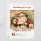 カクテルパーティーヴィンテージサンタレトロクリスマスパーティー 招待状 (正面)