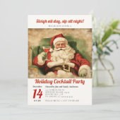 カクテルパーティーヴィンテージサンタレトロクリスマスパーティー 招待状 (スタンド正面)