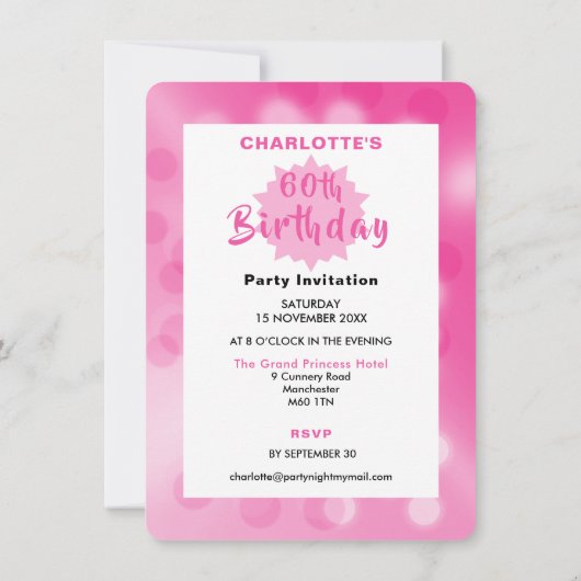 カクテルパーティー誕生日ビッグマイルストーンお祝い 招待状 (裏面)