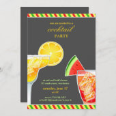 カクテルパーティー飲みフラット招待状 招待状 (正面/裏面)