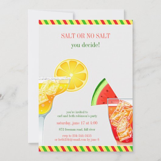 カクテルパーティー飲みフラット招待状 招待状 (正面)