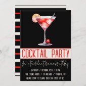 カクテルパーティー、コスモポリタン、ドリンク、バースデーパーティー 招待状 (正面/裏面)