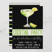 カクテルパーティー、マルガリータ、ドリンク、バースデーパーティー 招待状 (正面/裏面)