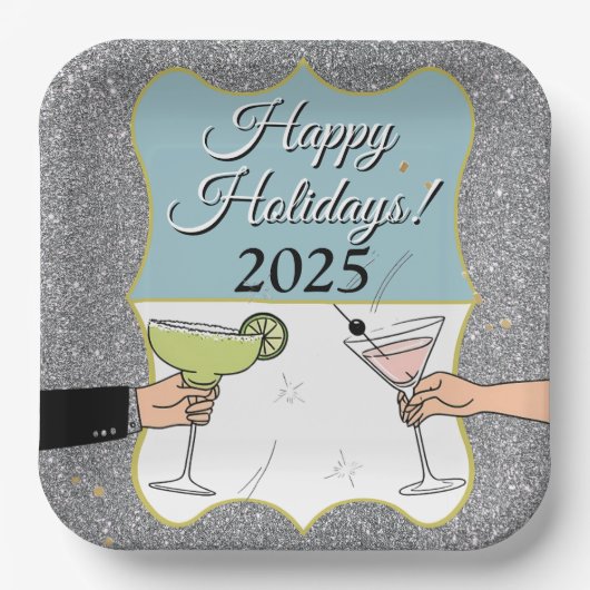 カクテルパーティー、洗練された会話、飲み物 ペーパープレート (正面)