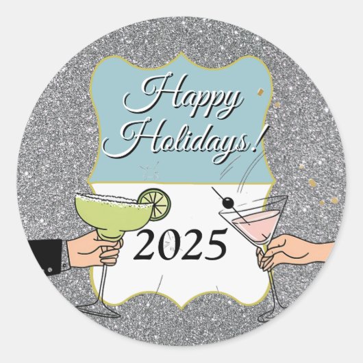 カクテルパーティー、洗練された会話、飲み物 ラウンドシール (正面)