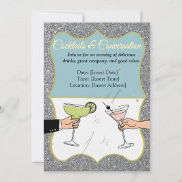 カクテルパーティー、洗練された会話、飲み物 招待状