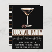 カクテルパーティー、Espresso Martini、誕生日パーティー 招待状 (正面/裏面)