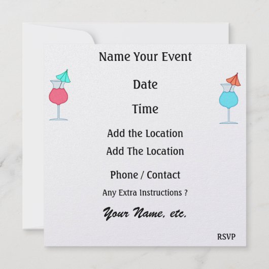 カクテルパーティー - SRF 招待状 (裏面)