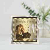 カクテルヒールシューズ女性エレガントバースデーパーティー 招待状 (スタンド正面)