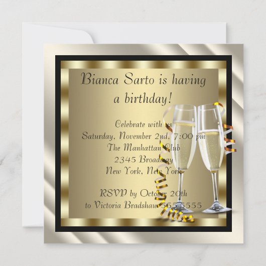 カクテルヒールシューズ女性エレガントバースデーパーティー 招待状 (裏面)