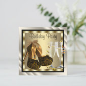 カクテルヒールシューズ女性エレガントバースデーパーティー 招待状 (スタンド正面)