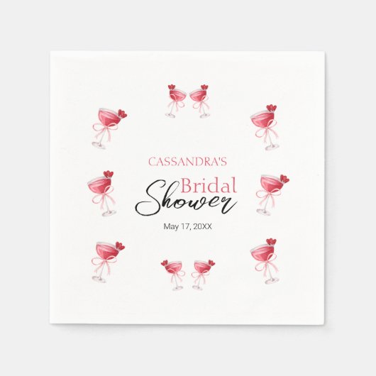 カクテルビバレッジピンクボウブライダルシャワー スタンダードカクテルナプキン (正面)