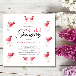 カクテルビバレッジピンクボウブライダルシャワー 招待状