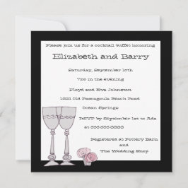 カクテルビュッフェ招待状イン白黒 招待状