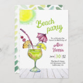 カクテルビーチパーティースウィート16招待状 招待状 (正面/裏面)