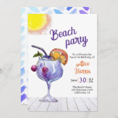 カクテルビーチパーティースウィート16 招待状 (正面/裏面)