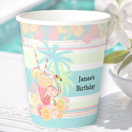 カクテルフラミンゴサマープールビーチトロピカル 紙コップ