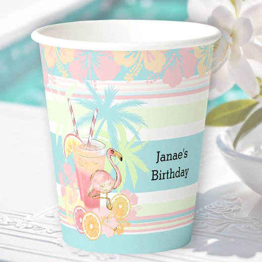 カクテルフラミンゴサマープールビーチトロピカル 紙コップ