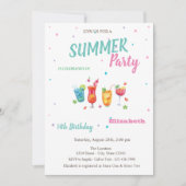 カクテルフルーツサマー誕生日 招待状 (正面)
