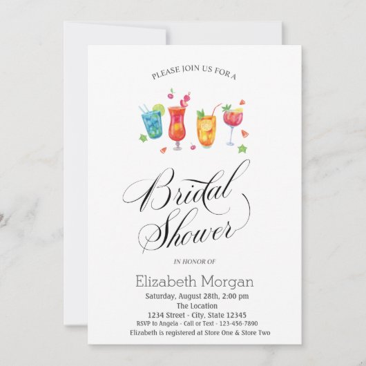 カクテルフルーツブライダルシャワー 招待状 (正面)