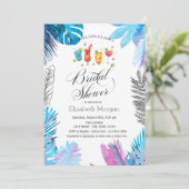 カクテルフルーツブルーパームリーフブライダルシャワー 招待状 (スタンド正面)