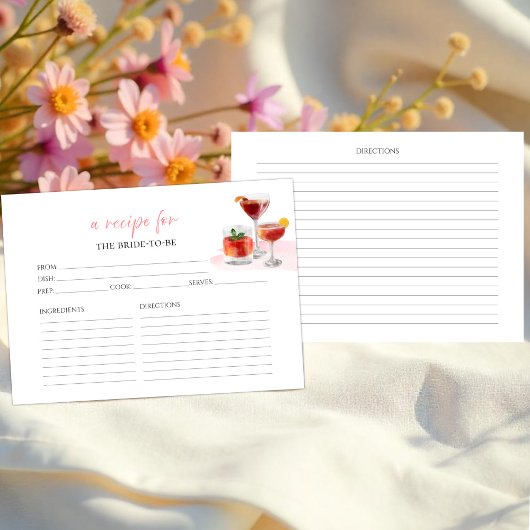 カクテルフローラブライダルシャワーレシピカード 招待状