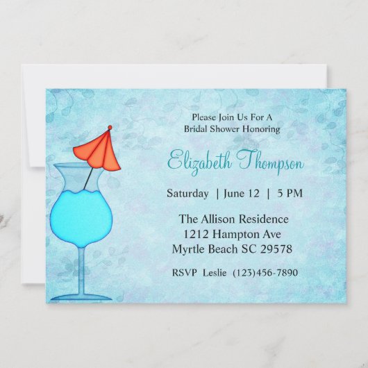 カクテルブライダルシャワーへの招待 招待状 (正面)