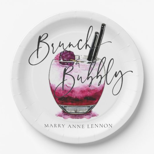 カクテルブランチとバブリーナプキン ペーパープレート (正面)