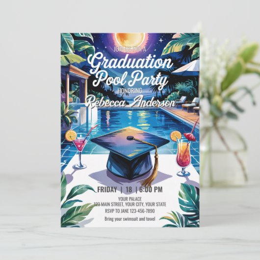 カクテルプ鮮やかールの卒業式パーティーをパーソナライズ 招待状 (スタンド正面)