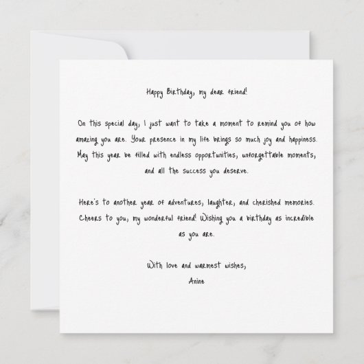 カクテルベスティー誕生日カード 招待状 (裏面)