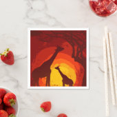 カクテルペーパーナプキンアフリカサファリキリン太陽 スタンダードカクテルナプキン (インサイチュ)