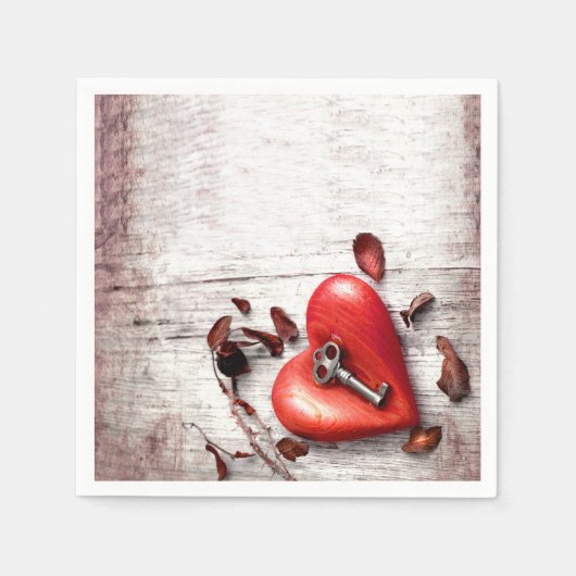 カクテルペーパーナプキンカントリーウッド鍵に私のハート スタンダードカクテルナプキン (正面)