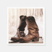 カクテルペーパーナプキンブーツカントリー素朴ウェスタン スタンダードカクテルナプキン (正面)