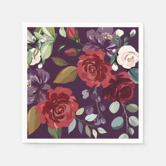 カクテルペーパーナプキンプラムパープルバラ金ゴールドGeome スタンダードカクテルナプキン (正面)