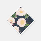 カクテルペーパーナプキンホワイトフローラ花オンダーク スタンダードカクテルナプキン (角)