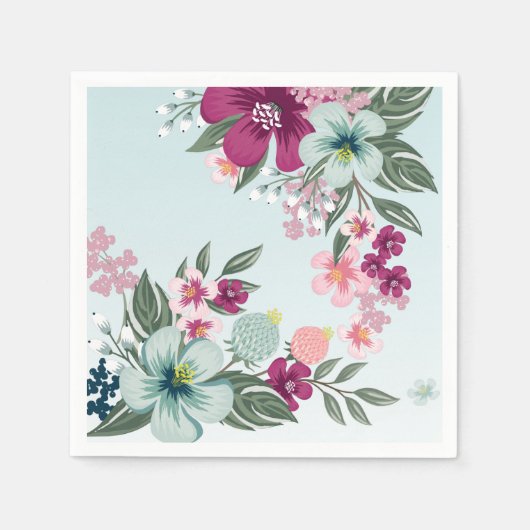 カクテルペーパーナプキン熱帯性花オンブルーOmbr スタンダードカクテルナプキン (正面)
