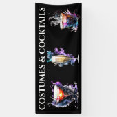 カクテルホラーハッピーアワー不気味なハローウィンパーティ 横断幕 (縦)