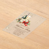 カクテルホリーベリーレッドボウカンパニークリスマス アクリル招待状 (レイダウン)
