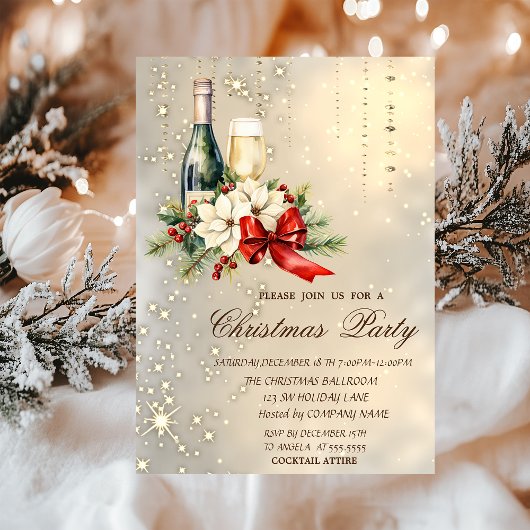 カクテルホリーベリーレッドボウカンパニークリスマス 招待状