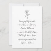 カクテルボウ白黒手書きブライダルシャワー 招待状 (正面)