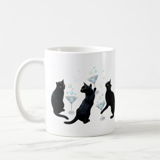 カクテルマグカップ入り黒猫 コーヒーマグカップ (左)