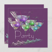 カクテルマルチニグラスパープルシェンパーティー 招待状 (正面/裏面)