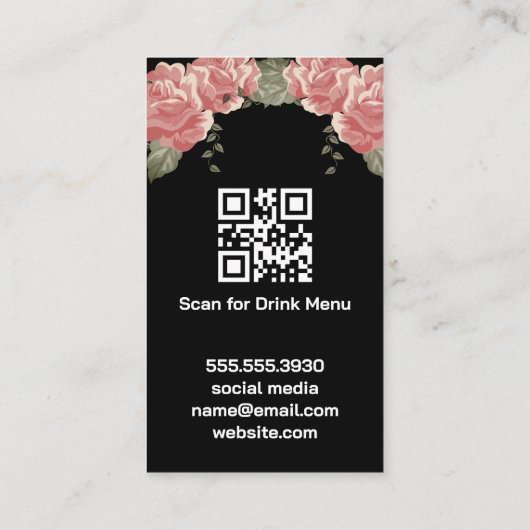 カクテルマルティニグレーロゴ | 大理石とバラ 名刺 (裏面)