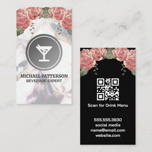 カクテルマルティニグレーロゴ | 大理石とバラ 名刺 (正面/裏面)