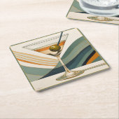 カクテルマルティニミッドセンチュリーデザイン スクエアペーパーコースター (アングル)