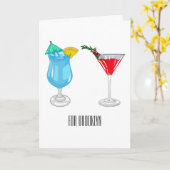 カクテルマンガイラストレーション カード (黄色い花)
