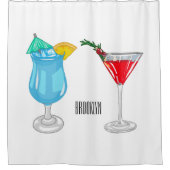 カクテルマンガイラストレーション シャワーカーテン (正面)
