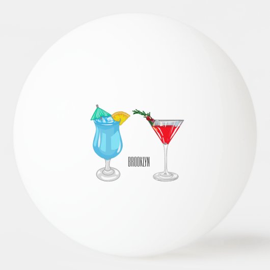カクテルマンガイラストレーション 卓球ボール (正面)