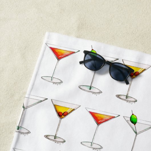 カクテルミックスドリンクマルティーニマンハッタンコスモグラス ビーチタオル (インサイチュ)