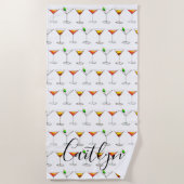 カクテルミックスドリンクマルティーニマンハッタンコスモグラス ビーチタオル (正面)